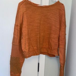 WE THE FREE Orange Patchwork Long Sleeved Top